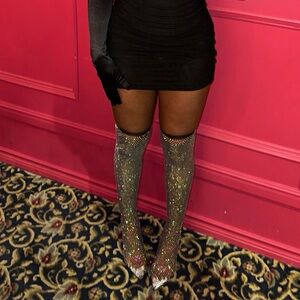 Knee-high glitter boots these are rhinestones and they stretch